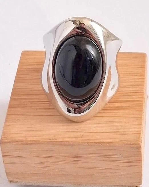 Anel grosso preto prata 925 – photo 4